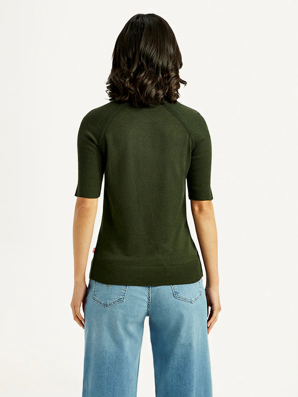 Trendy Solid Dark Green Crew Neck Top Women Casual and Semi Formal Style