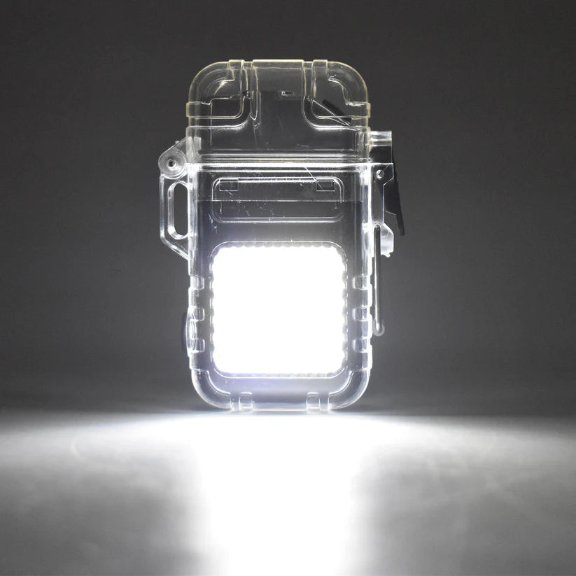 USB Rechargeable Electric Lighter with Three Modes COB Flashlight Portable and Convenient