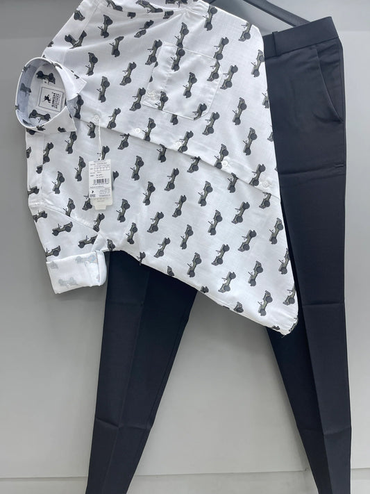 Men’s Fashion Printed Shirt and Pant Outfit