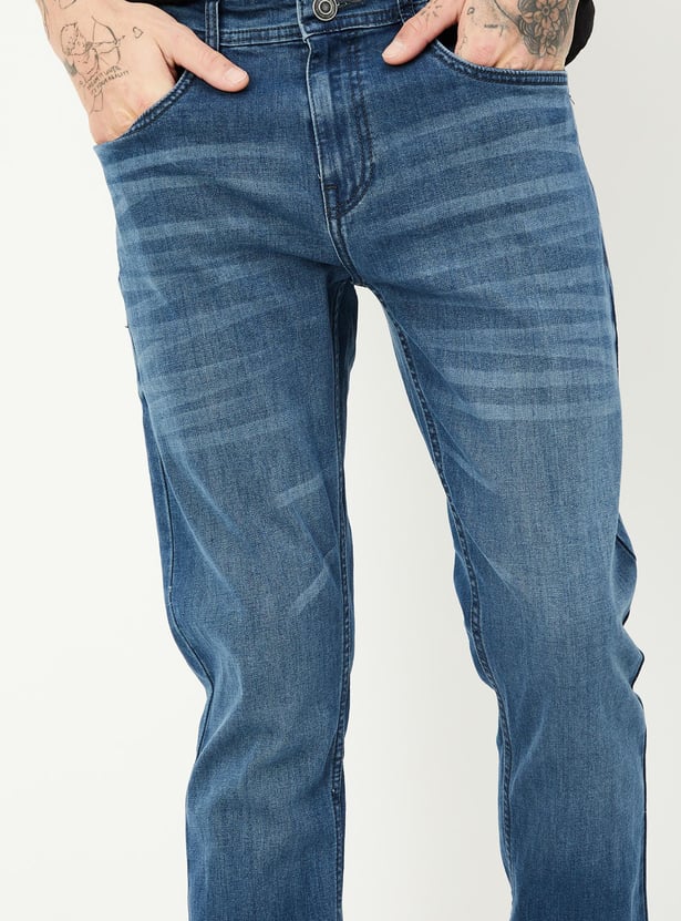 Streetwear Slim Fit Washed Jeans for Men