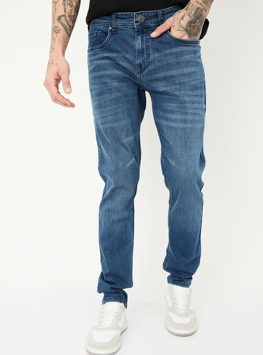 Streetwear Slim Fit Washed Jeans for Men