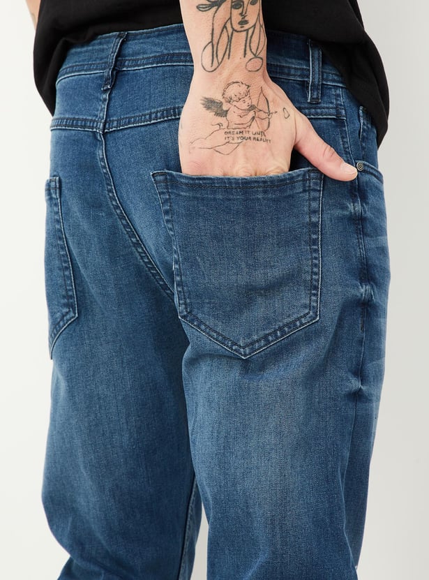Streetwear Slim Fit Washed Jeans for Men