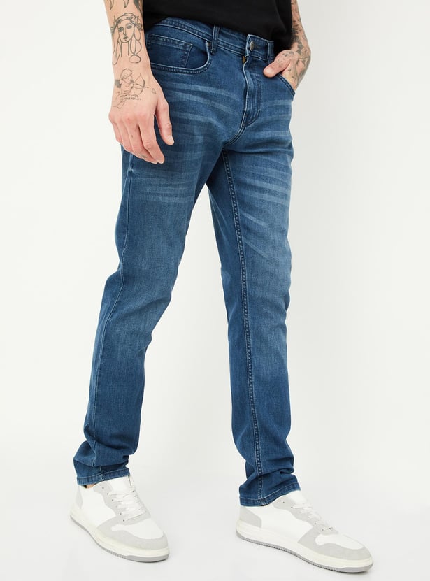 Streetwear Slim Fit Washed Jeans for Men