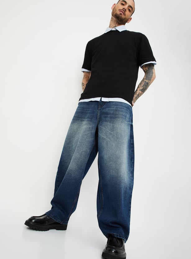 Casual Baggy Washed Denim Pants for Men