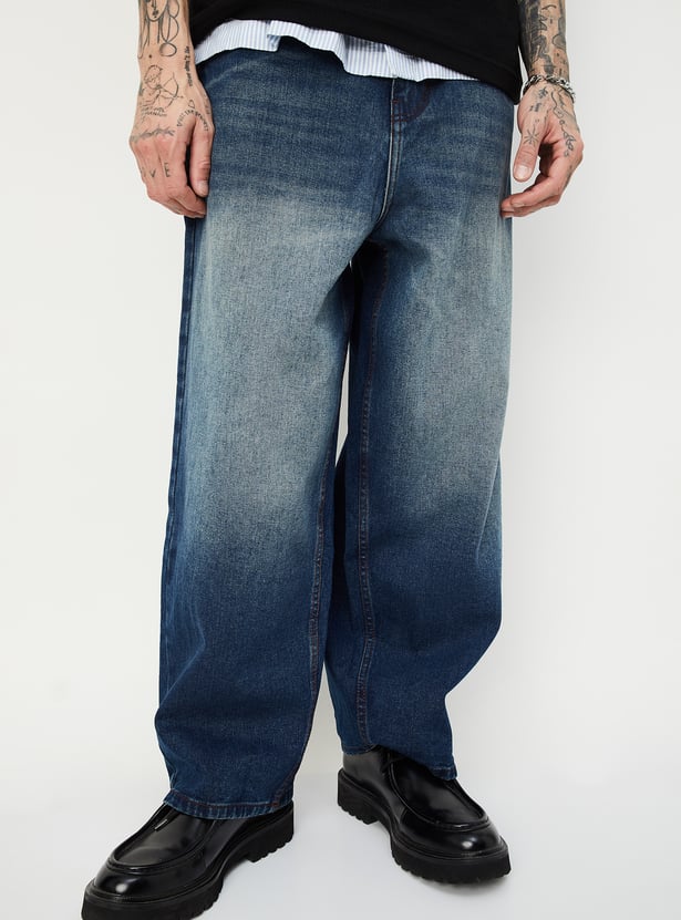 Casual Baggy Washed Denim Pants for Men