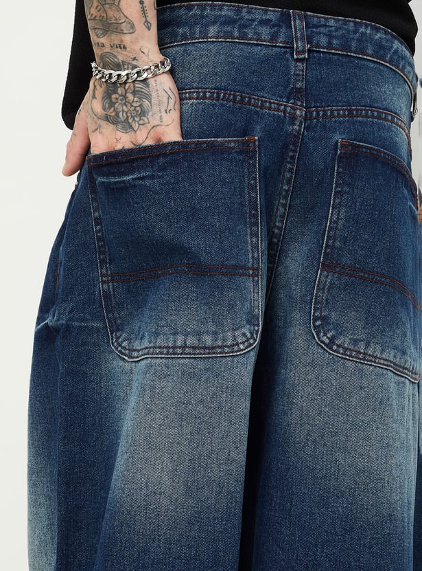 Casual Baggy Washed Denim Pants for Men
