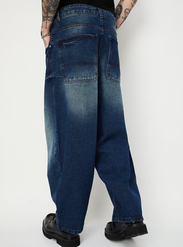 Casual Baggy Washed Denim Pants for Men