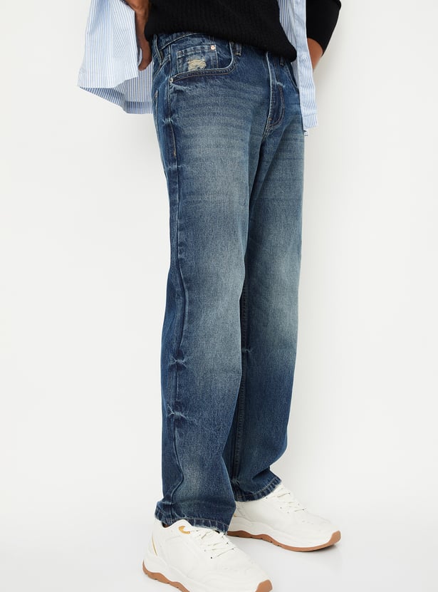 Men’s Washed Classic Straight Fit Denim Jeans