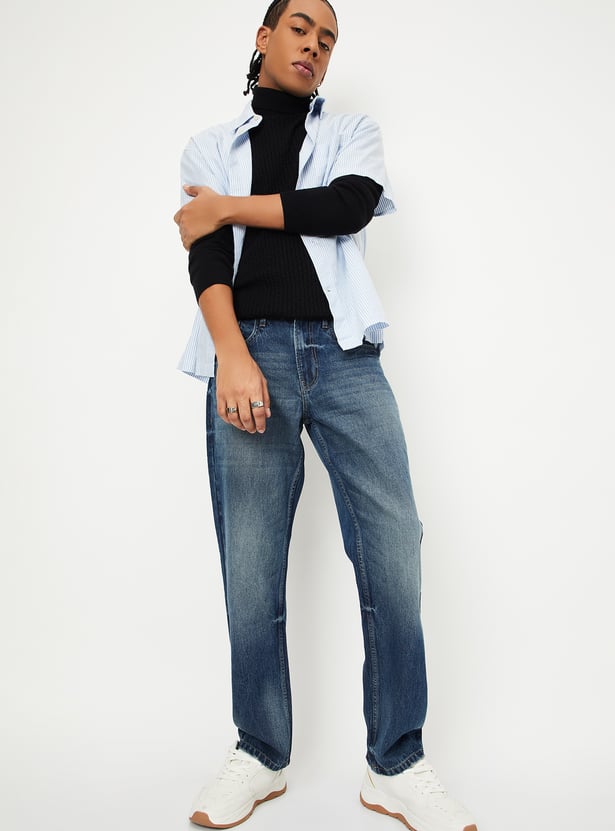 Men’s Washed Classic Straight Fit Denim Jeans