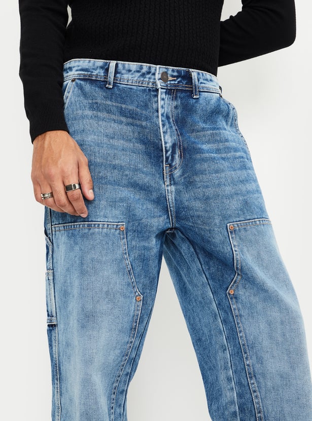 Men Distressed Loose Fit Carpenter Jeans