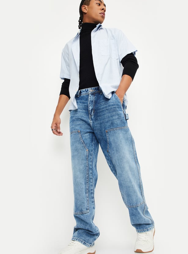 Men Distressed Loose Fit Carpenter Jeans