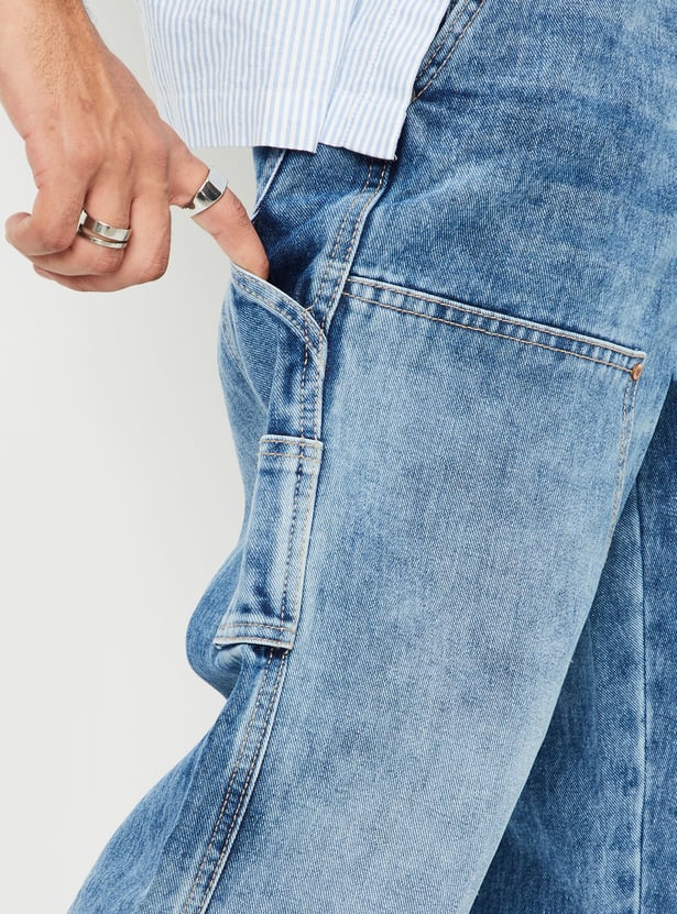 Men Distressed Loose Fit Carpenter Jeans