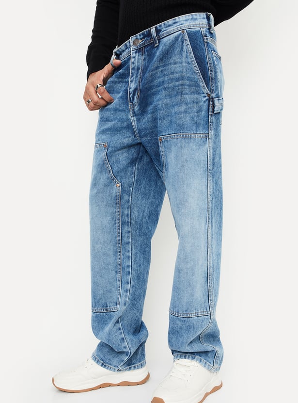 Men Distressed Loose Fit Carpenter Jeans