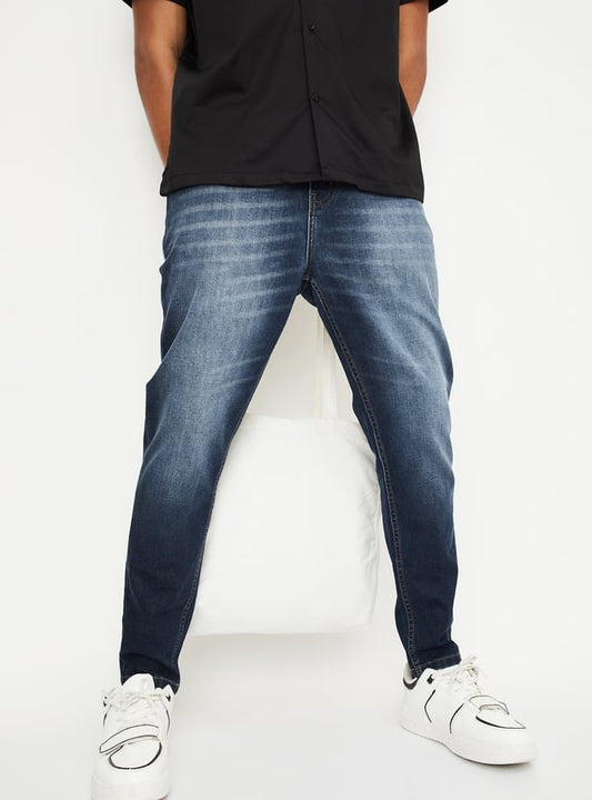 Men’s Trendy Washed Carrot Fit Denim Pants