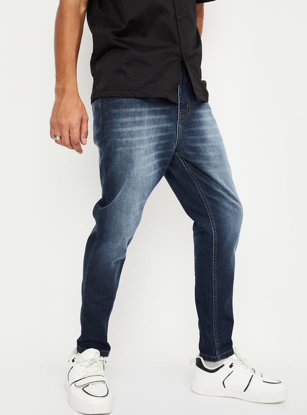 Men’s Trendy Washed Carrot Fit Denim Pants