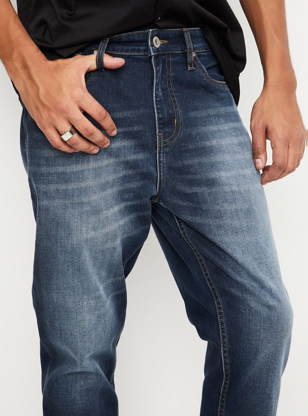 Men’s Trendy Washed Carrot Fit Denim Pants