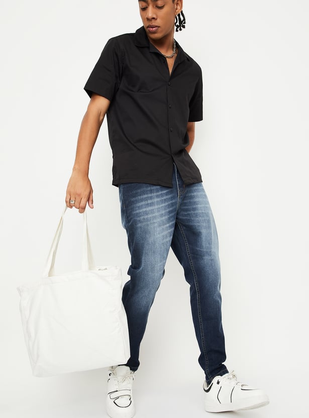 Men’s Trendy Washed Carrot Fit Denim Pants