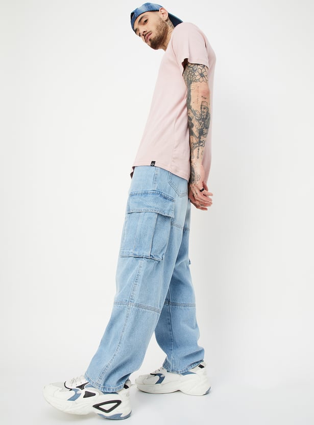 Loose Fit Washed Cargo Pants for Men