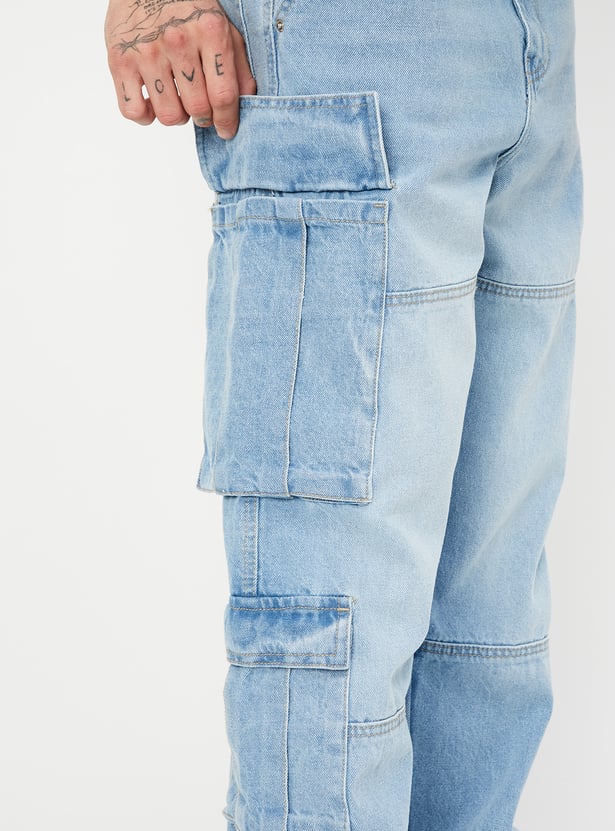 Loose Fit Washed Cargo Pants for Men