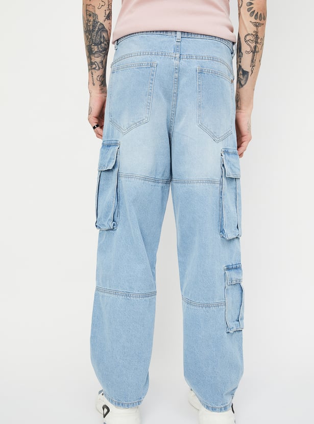 Loose Fit Washed Cargo Pants for Men