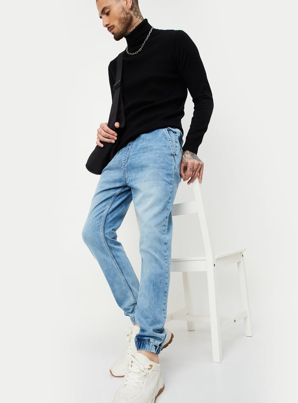 Streetwear Men’s Washed Carrot Fit Jogger Denim