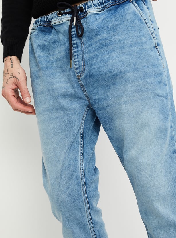 Streetwear Men’s Washed Carrot Fit Jogger Denim