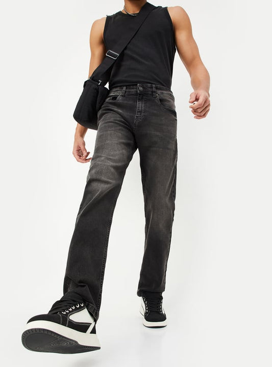 Retro Washed Straight Fit Denim for Men