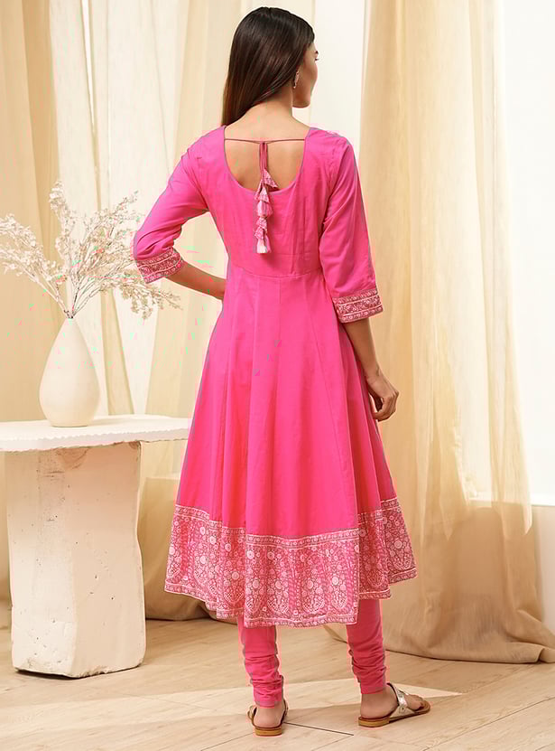 Ethnic Designer Embroidered Line Kurta Set with Matching Bottoms