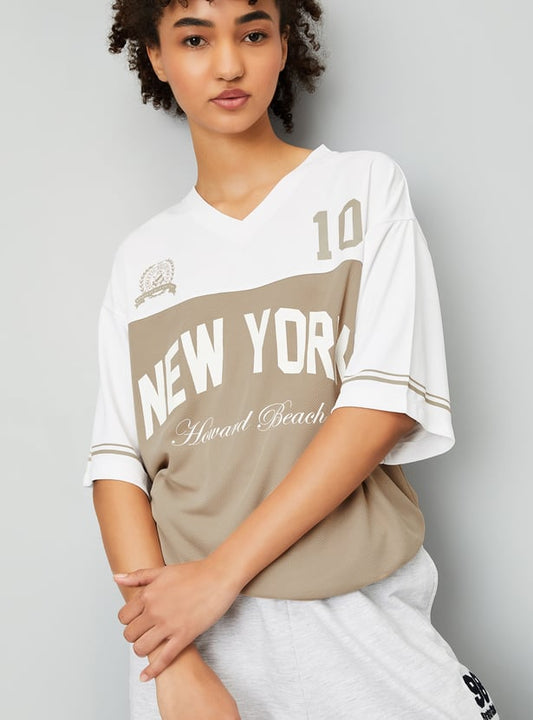 Comfortable Women Printed Oversized Sports T Shirt for Daily Wear