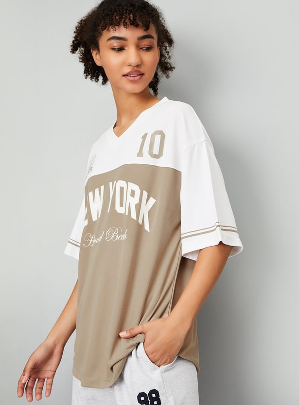 Comfortable Women Printed Oversized Sports T Shirt for Daily Wear
