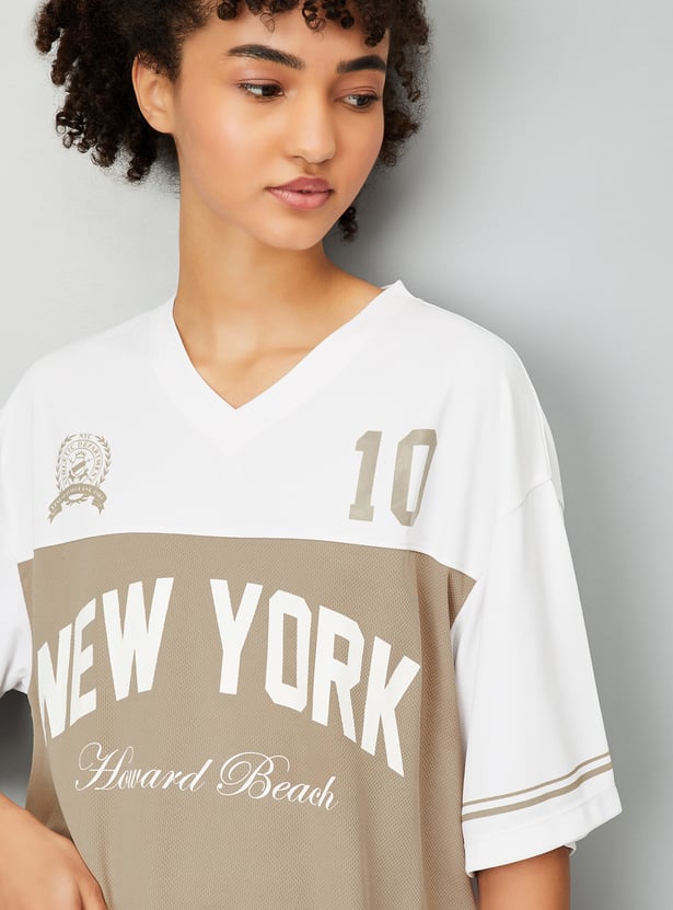 Comfortable Women Printed Oversized Sports T Shirt for Daily Wear