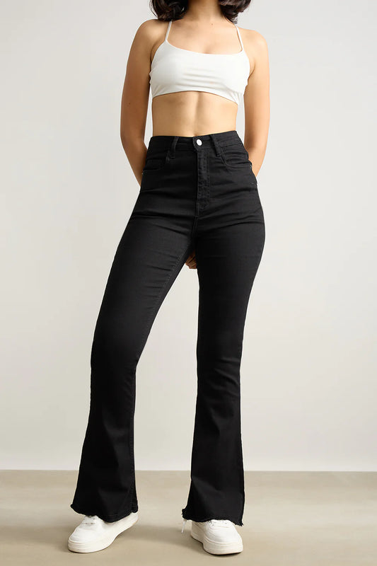 Black High-Waisted Women's Bootcut Jeans with Flared Legs for Stylish Everyday Wear