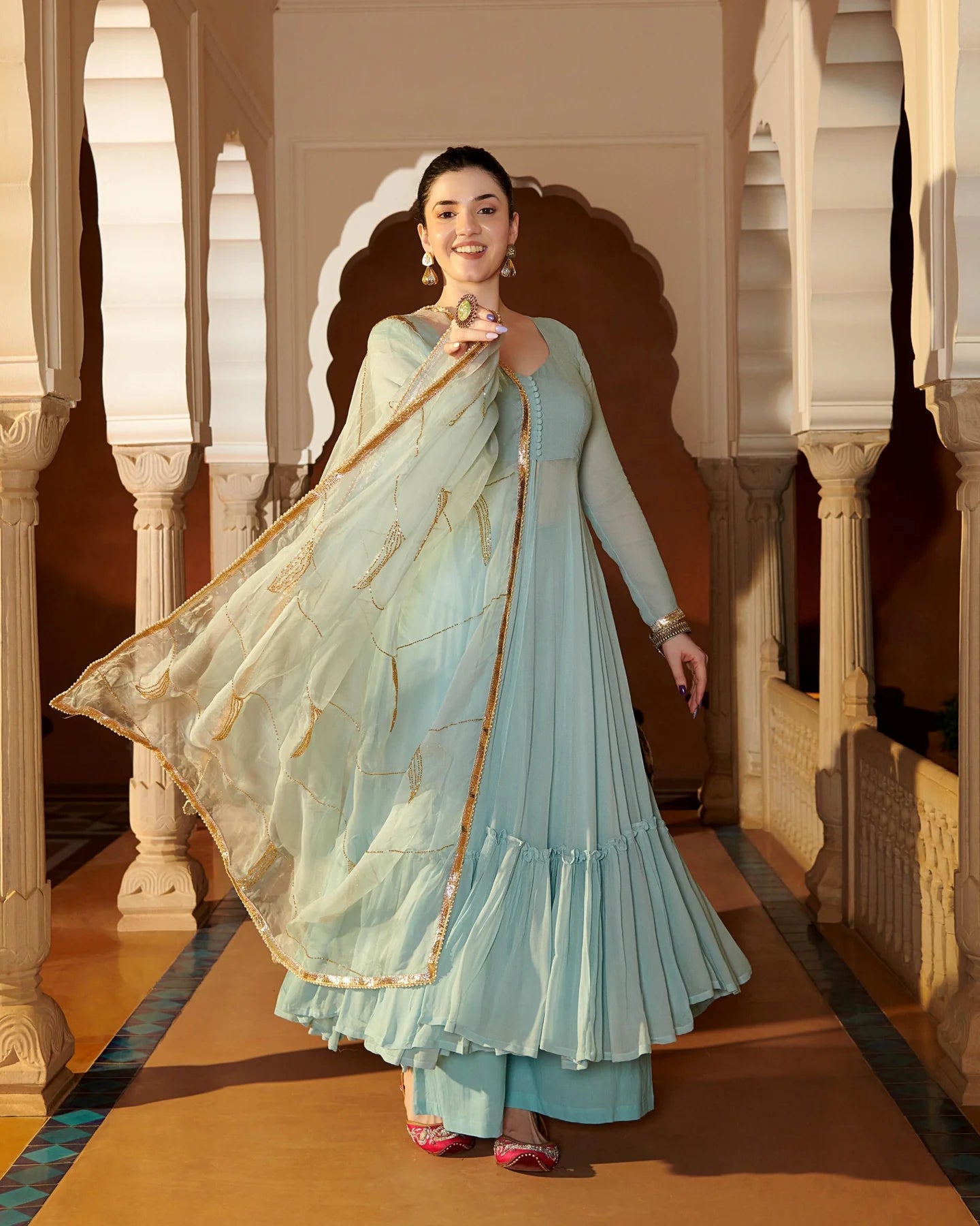 Luxury Zarna Gotapatti Georgette Suit Set Perfect for Festive and Wedding Celebrations