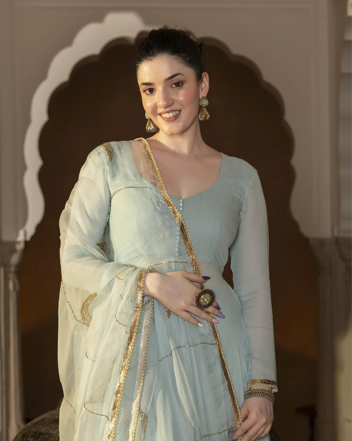 Luxury Zarna Gotapatti Georgette Suit Set Perfect for Festive and Wedding Celebrations
