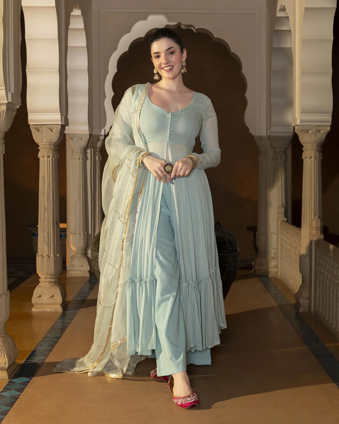 Luxury Zarna Gotapatti Georgette Suit Set Perfect for Festive and Wedding Celebrations