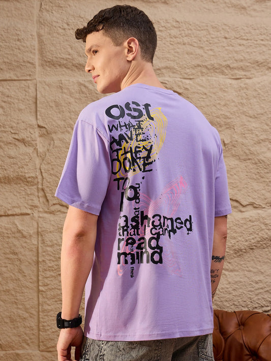Contemporary Oversized Lilac Men’s Drop Shoulder Round Neck T-Shirt Offering Effortless Comfort and Style