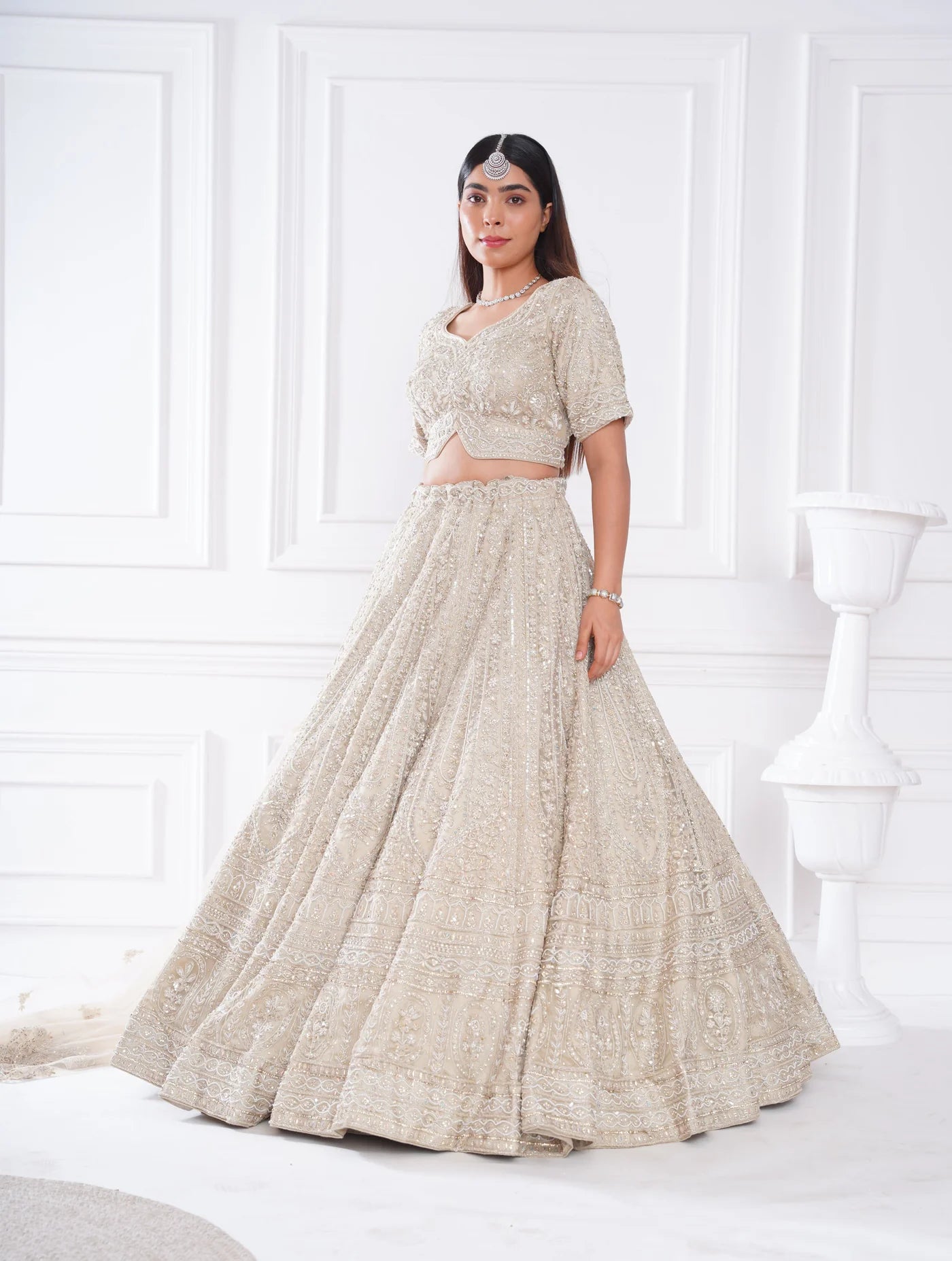 Ivory Net Lehenga Elegant Traditional Outfit for Weddings and Festive Wear