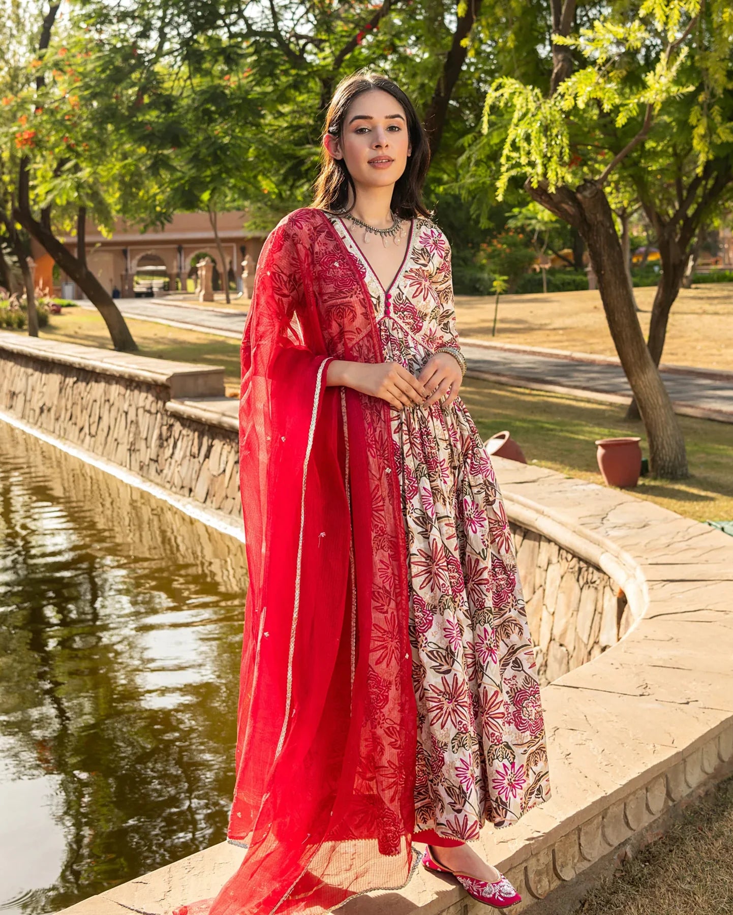 Premium Ethnic Mahua Cotton Suit Set with Traditional Patterns