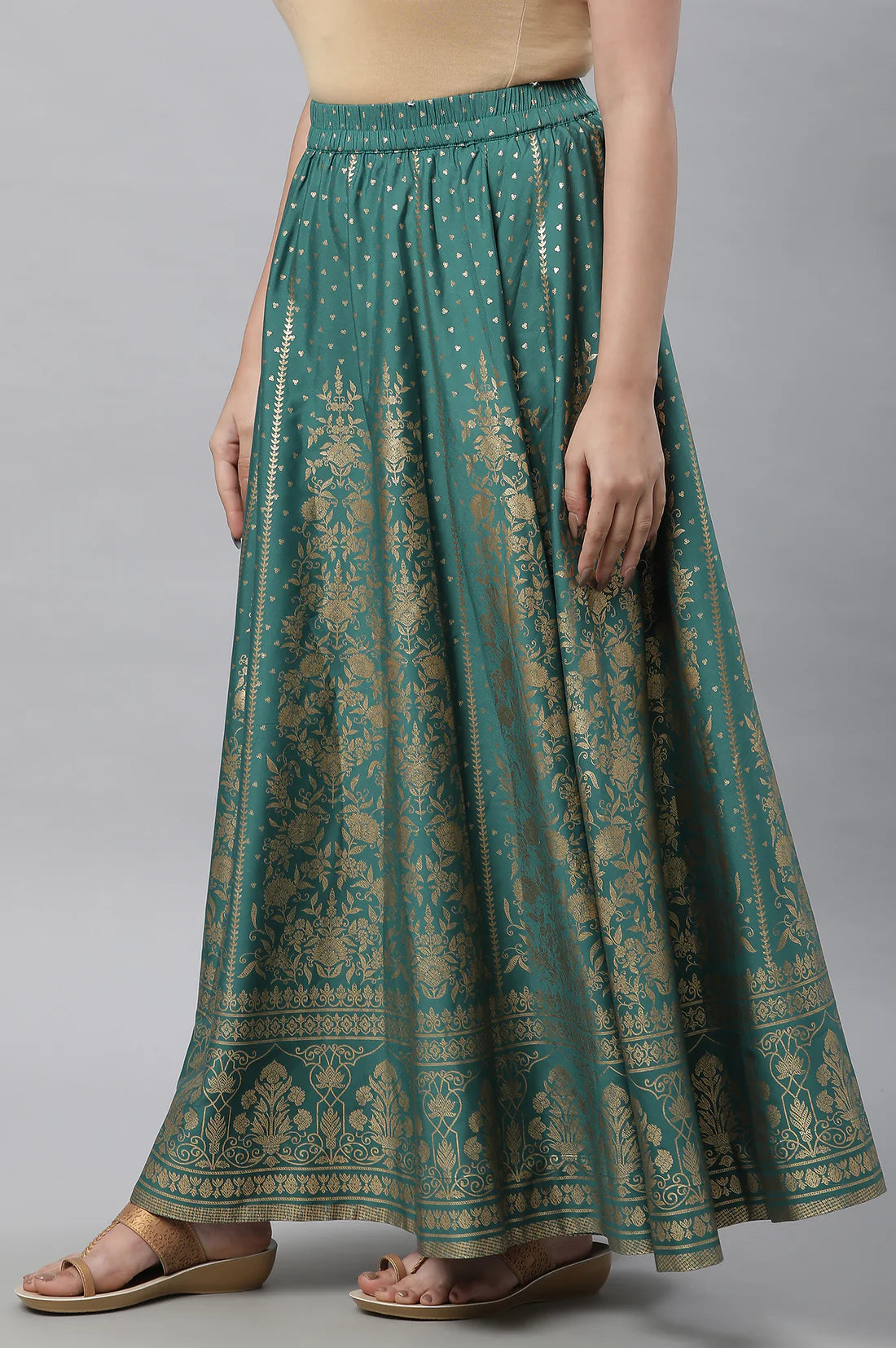 Stylish Yellow Embroidered Viscose Blend Kurta and Flared Skirt Set Featuring Intricate Dori, Zari and Sequins Detailing for Traditional Occasions