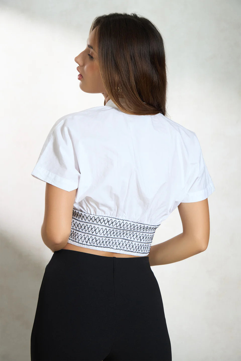 Stylish Cotton Smocked Waist Blouse for Everyday Outfits