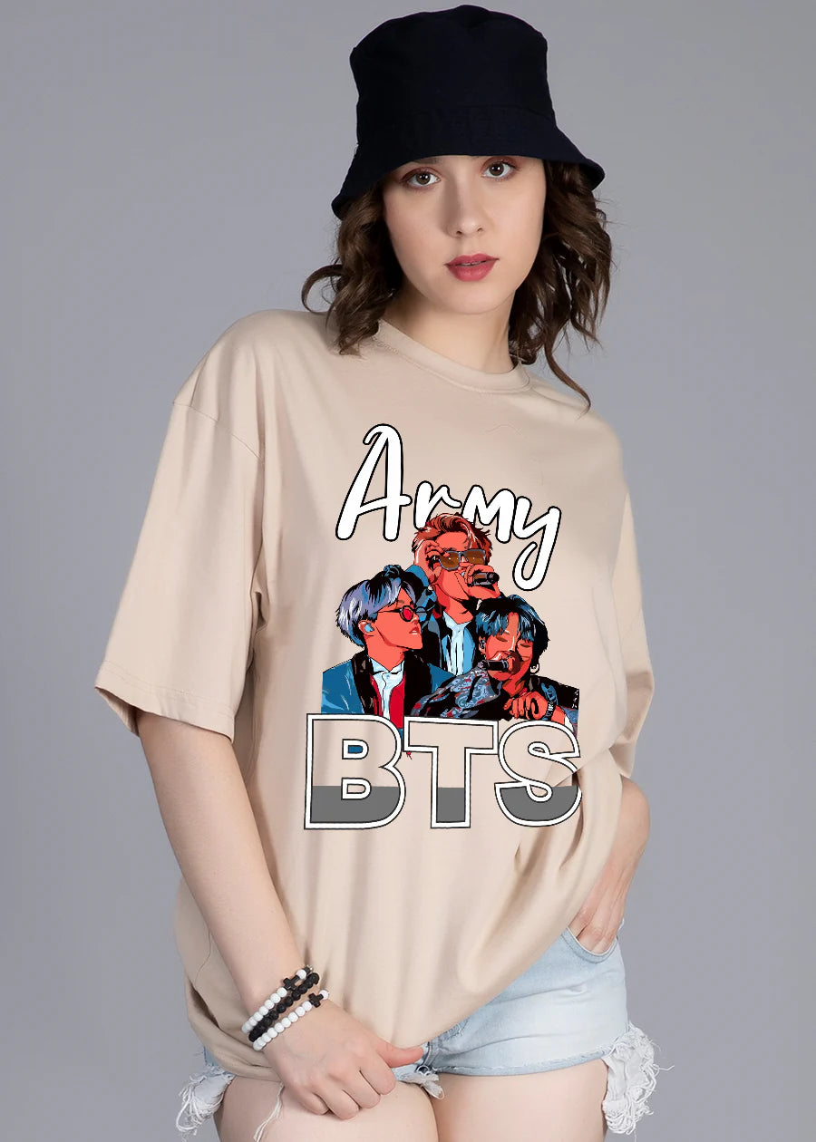 Casual Loose-Fit Oversized T-Shirt for Women with BTS Inspired Design