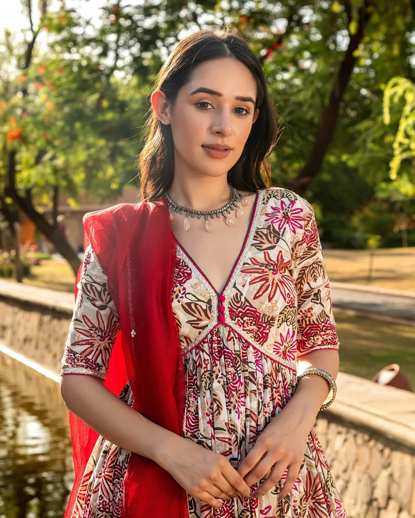 Premium Ethnic Mahua Cotton Suit Set with Traditional Patterns