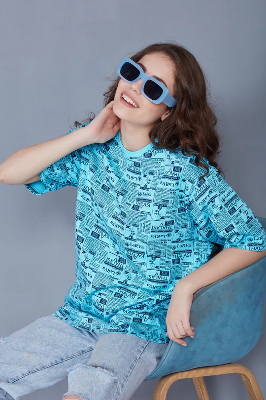 Everyday Casual Women’s Light Blue T-Shirt with Loose Fit