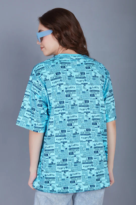 Everyday Casual Women’s Light Blue T-Shirt with Loose Fit