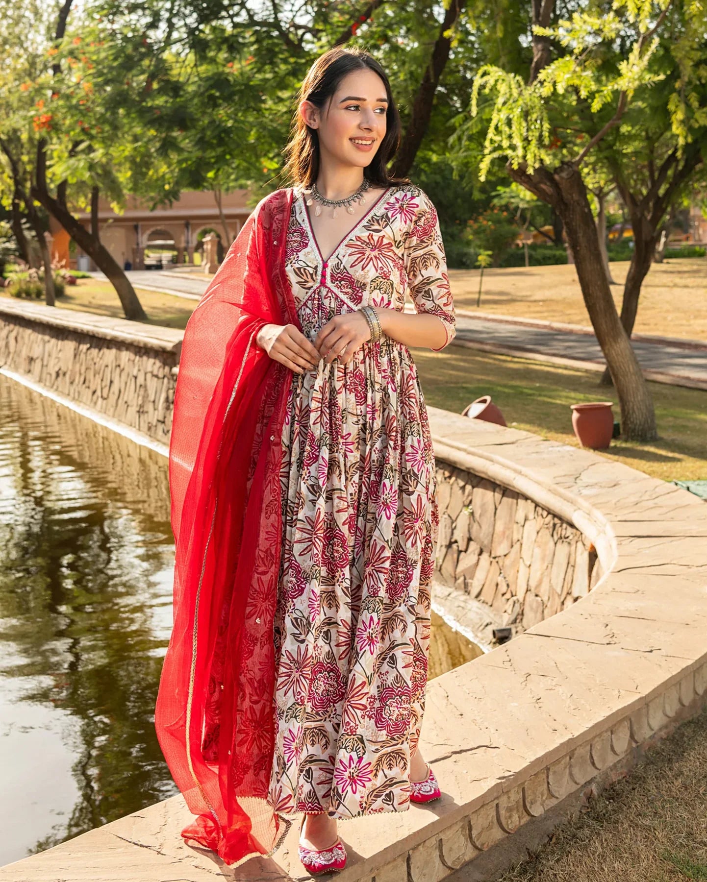 Premium Ethnic Mahua Cotton Suit Set with Traditional Patterns