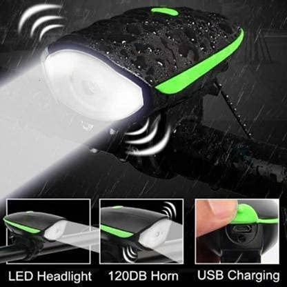 2 in 1 Rechargeable Cycle Light and Horn with Cycle Tail Light LED Front and Rear Light Combo for Bicycle Multicolor Universal