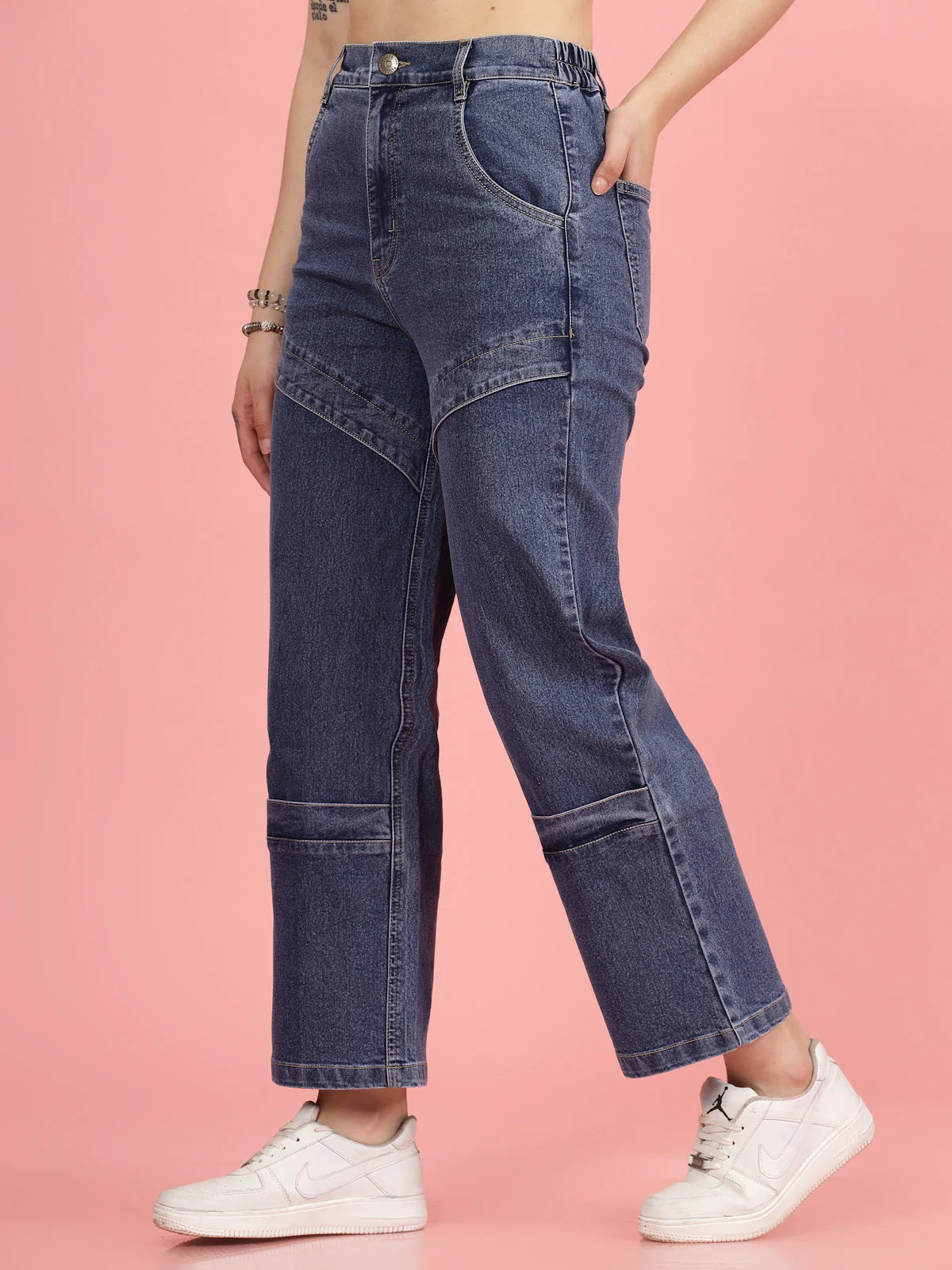Elegant Low Distress Stretchable Denim Pants for Women