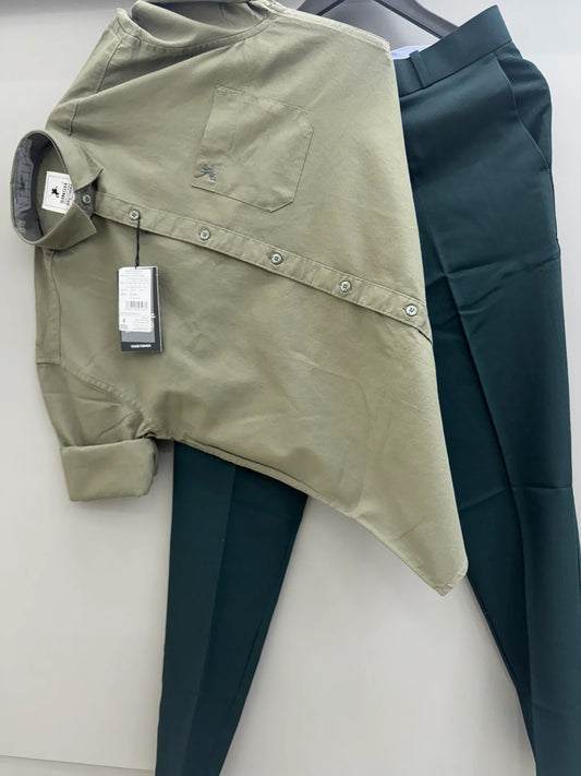 Men's Cotton Oxford Shirt with Tailored Formal Pants for Smart-Casual and Business Outfits
