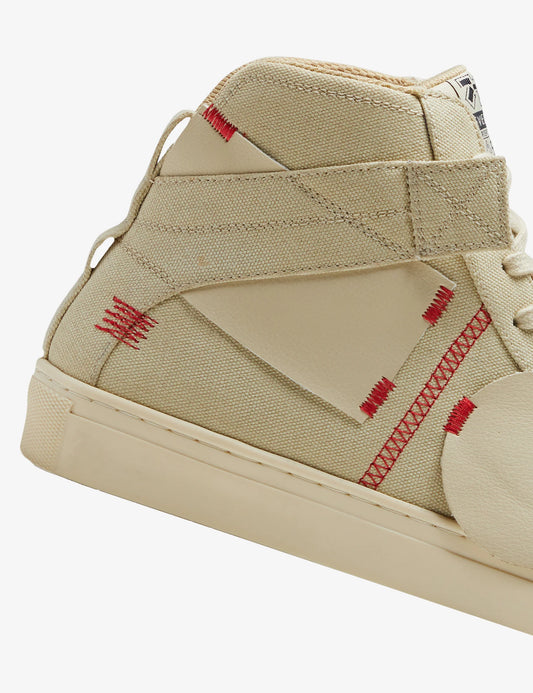 Beige Applique Canvas High Top Sneakers Stylish Comfortable Everyday Footwear