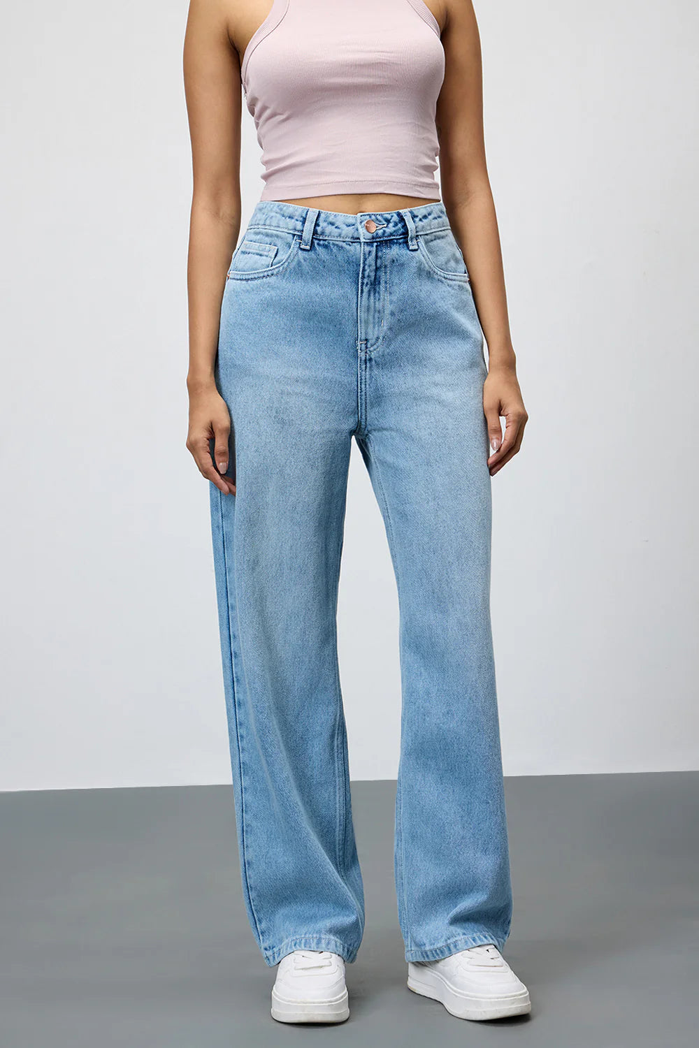 Casual Everyday Periwinkle Blue Straight Jeans for Women with Relaxed Comfort